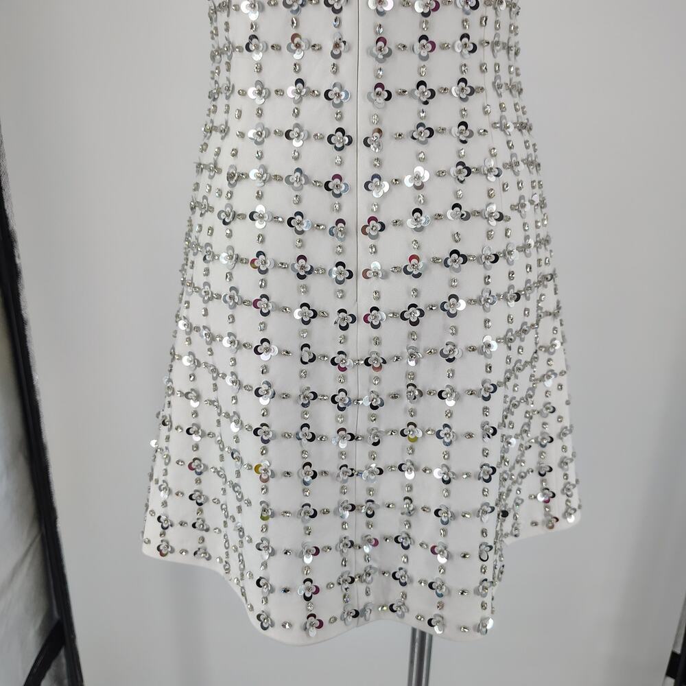 Simkhai Ziva White Embellished Mini Dress Crystal Sequin Size 8 Bridal - Picture 12 of 16
